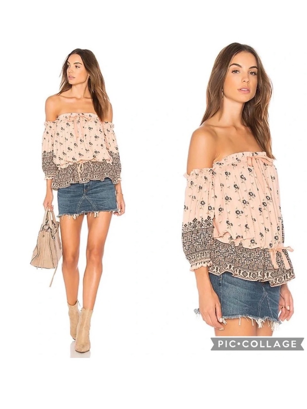Spell & The Gypsy Collective Gypsiana Off The Shoulder Top XS Peach Boho